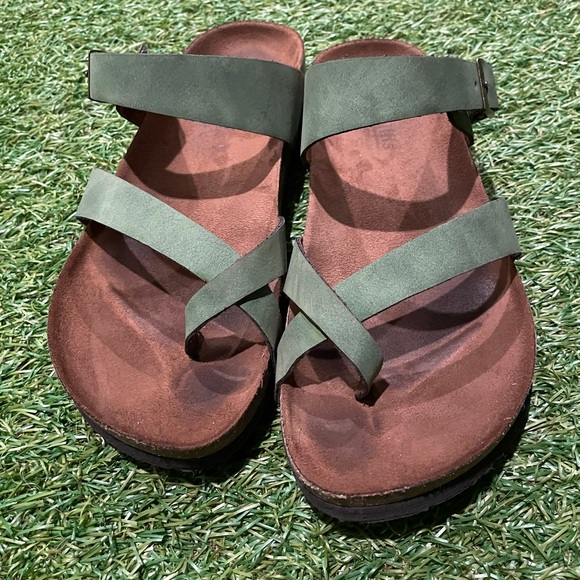Shoes - Slip on Sandals Green Suede